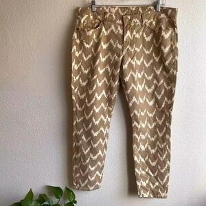 7 For all Mankind Zipper The Cropped Skinny boho beige cream ikat size 31 NWT